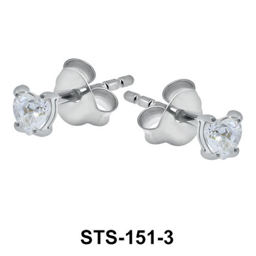 CZ Heart 3mm. Stud Earrings STS-151-3